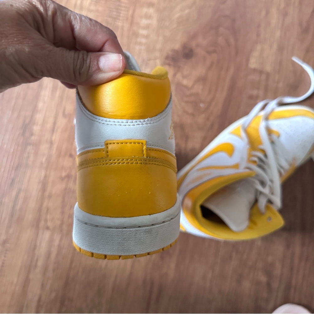 Nike Air Jordan White University Gold High-Top Sneakers - Picture 7 of 14